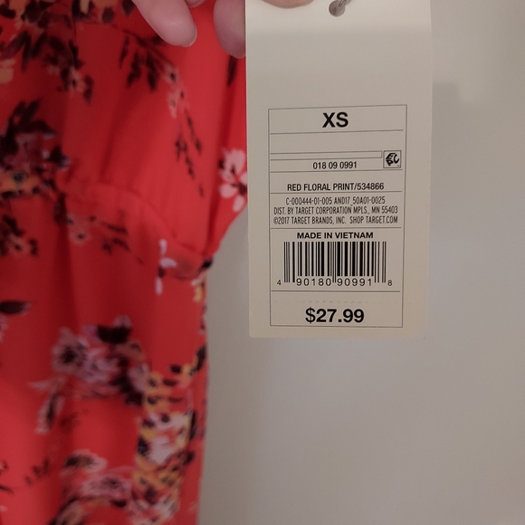 Red floral dress, XS, NWT - Picture 5 of 7